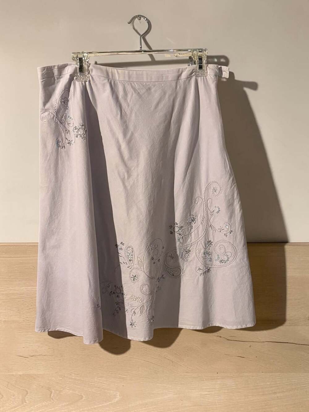 Nine & Company Light Purple Cotton Embroidered Midi Skirt Size 10